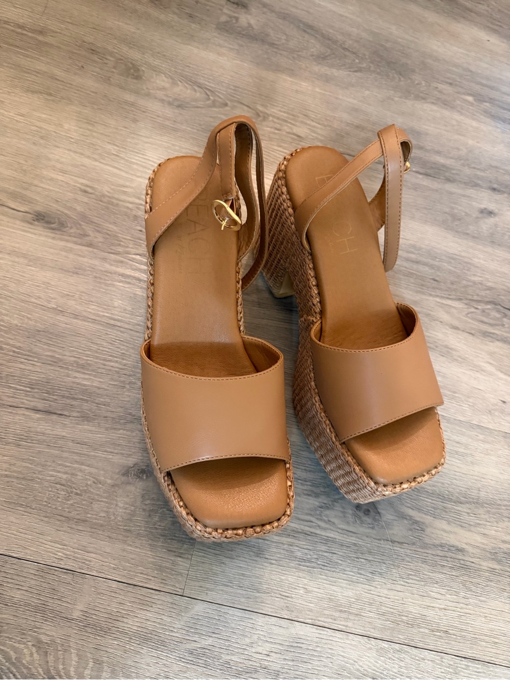 Woven Tan Platform Slingback Sandals - Picture 3 of 5